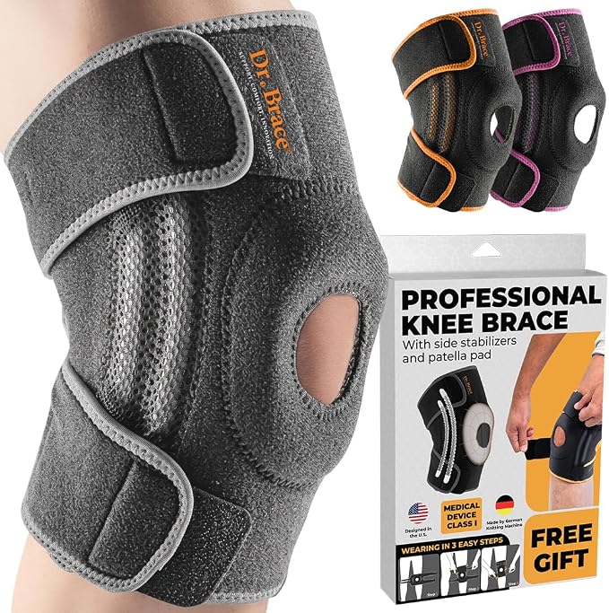DR. BRACE ELITE Knee Brace with Side Stabilizers & Patella Gel Pads for Maximum Knee Pain Support and fast recovery for men and women-Please Check How To Size Video (Moon, Small)