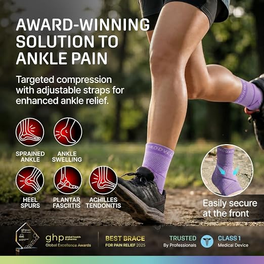 Modvel Foot & Ankle Brace Socks with Adjustable Support Strap – Compression Sleeve for Sprained Ankle, Plantar Fasciitis Relief Tendonitis & Arthritis, Stabilizing Foot & Ankle Support for Women & Men