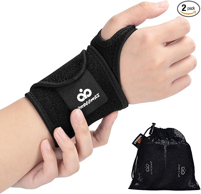 Copper Carpal Tunnel Wrist Brace, 2 Pack Wrist Support Wraps for Men Women, Adjustable Compression Wrist Brace for Tendonitis, Pain Relief, Arthritis, Sports, Work, Sleeping, Both Hands,black