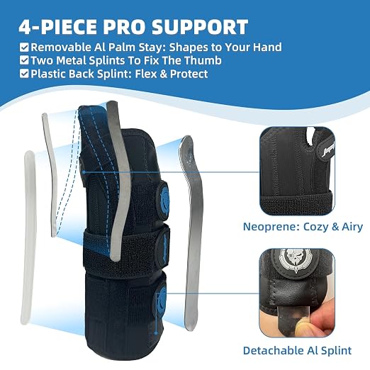JUPITER Carpal Tunnel Wrist Brace with Thumb Support, Day & Night Thumb Spica Splint for Left Hand, Ideal for De Quervains Tenosynovitis, Tendonitis & Typing Pain Relief - Large/XLarge, Blue for Men & Women
