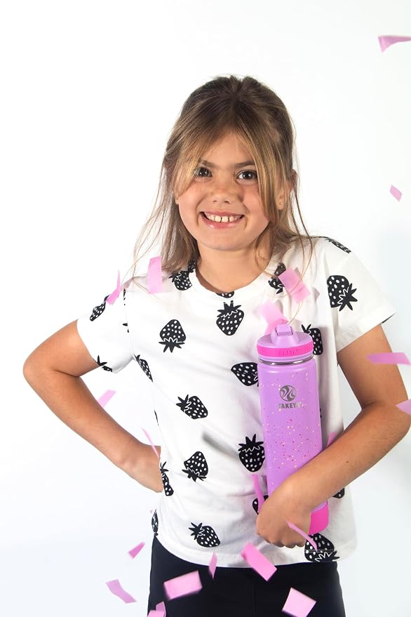 Takeya 22 oz Actives Stainless Steel Water Bottle with Straw Lid – Leakproof, Double-Wall Insulated, Keeps Drinks Cold 24 hrs/Hot 12 hrs, BPA-Free, Powder-Coated, Gym & Travel, Purple Love