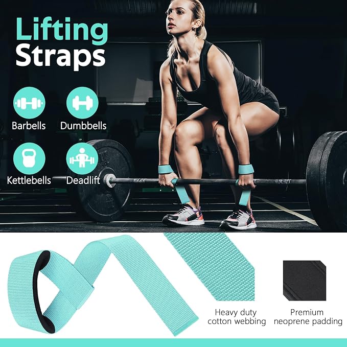 WALITO 8Pcs Barbell Pad Set for Hip Thrust - Squat Pad,Gym Accessories for Women with Bar Bad,Bench Press, with Gym Ankle Straps,Resistance Bands for Working Out,Lifting Strap,Carry Bag