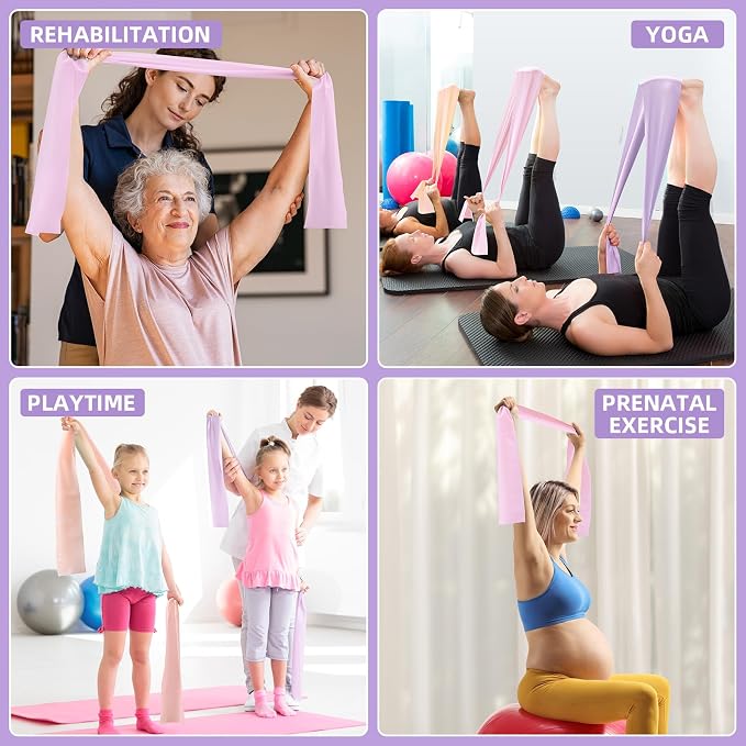 Stretch Bands for Exercise, Resistance Bands for Working Out, Exercise Bands for Physical Therapy, Pilates, Rehab, Stretch, Strength Training and Yoga Starter Set