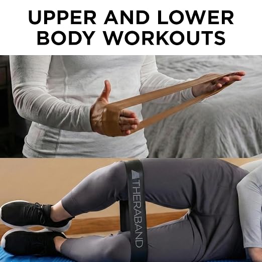 THERABAND Resistance Band Loop Set of 3, Exercise, 12", Black/Silver/Gold | Elastic resistance band for exercise, strength training, stretching and physical therapy - ideal for home workouts