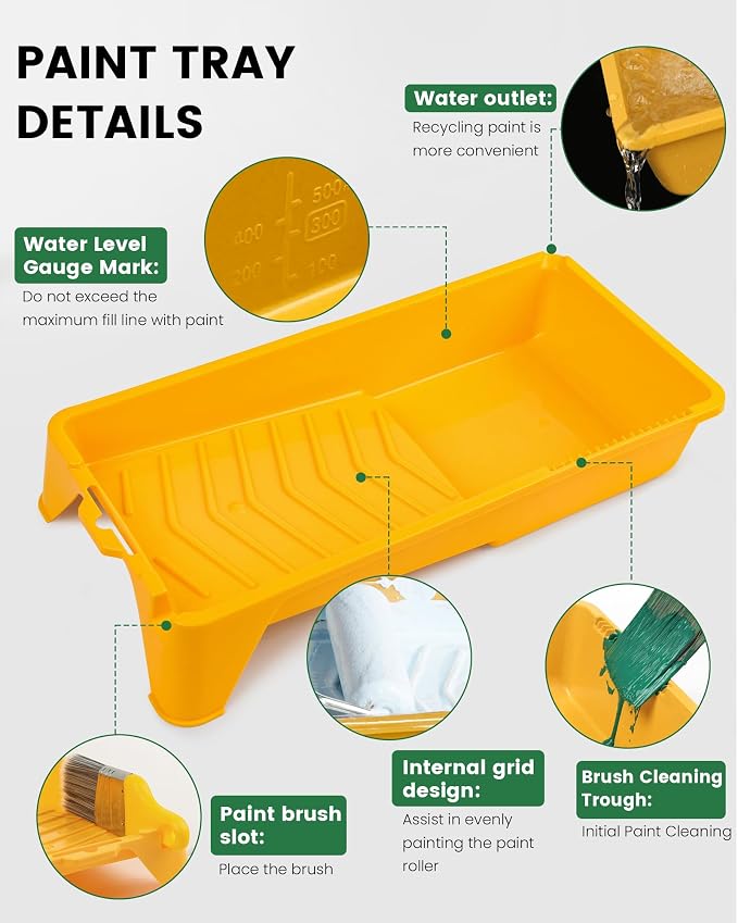 Voomey 11 Pack 4 Inch Paint Roller Kit, Mini Paint Roller Kit | Small Foam Paint Roller Covers, Disposable Plastic Liners & Roller Frame, for Home Decor, Walls and Furniture Painting