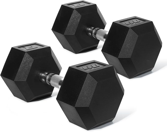 RitFit 5-650 LBS PVC Hex Dumbbell Sets with Optional Rack for Home Gym | PVC Coated Anti-Roll Hex Design, Chrome Handle with Ergonomic Grip, Full Body Strength Training with Optional Rack
