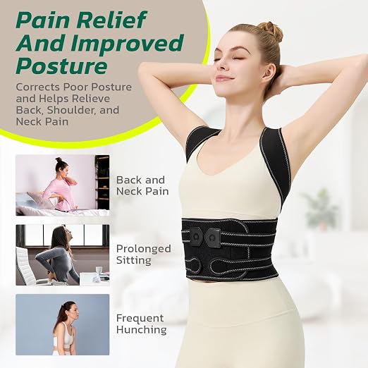 Back Brace Posture Corrector for Women, Upgraded Upper Back Support – Helps Neck, Shoulder & Back Pain Relief, Comfortable Spine Support Belt for Office, Work and Home Daily Use