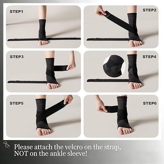 ABIRAM Breathable Ankle Brace Compression Sleeve with Adjustable Strap | Adjustable Compression Support for Sprained Ankles, Plantar Fasciitis, Achilles Tendonitis, Running, Gym and Everyday Wear