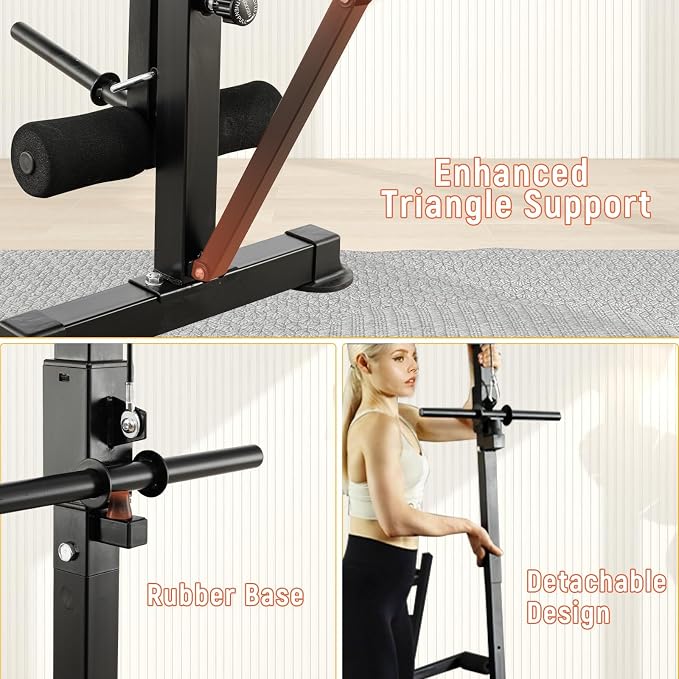 MAIDOMA Multi-Function 8 in 1 Foldable Weight Bench Set with Leg Extension | Foldable Bench Press with Rack, Adjustable Flat Incline Decline Workout Bench Set for Home Gym.（US Stock）