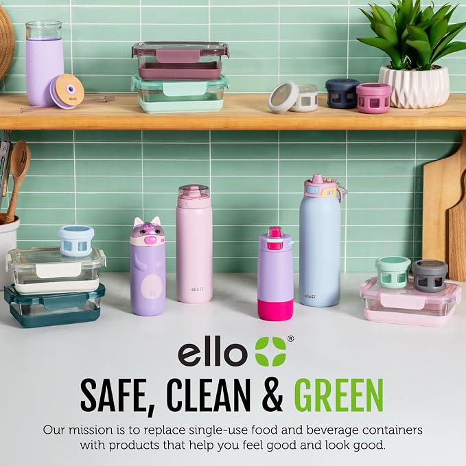 Ello Pop & Fill Insulated Stainless Steel Water Bottle with Quick Fill Lid, Leakproof Locking, Sip or Chug Spout, BPA-Free, Double Wall Vacuum Insulated for Sports, Travel & School- 22oz / 32oz / 40oz
