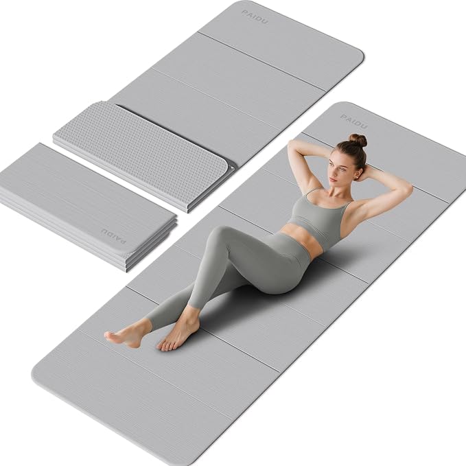 PAIDU Foldable Yoga Mat 10mm Thick, 75"x26" Non-Slip Fitness Exercise Mat | SGS Certified| uick Fold，Easy Storag，Portable for Yoga/Pilates/Studio/Home Workout