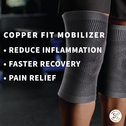 Copper Fit Mobilizer Knee Sleeve - S/M | Knee brace with stabilizers for arthritis support, tendonitis relief, compression, mobility, and recovery.