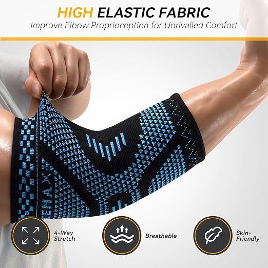 INDEEMAX Copper Elbow Compression Sleeve, 2 Pack Elbow Brace for Tendonitis | Elbow Sleeve for Women Men, Arm Support for Tennis & Golfer's Elbow, Joint Pain Relief, Arthritis, Bursitis, Weightlifting