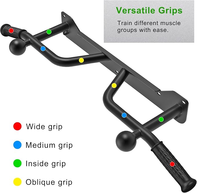 SELEWARE Heavy Duty Welded Pull Up Bar Wall/Joist/Ceiling Mount Chin Up Bar | Multifunctional Pull-up Bars w/Resistance Band Hooks for Home Gym Strength Training, Sturdy Steel Construction Support 500 lb