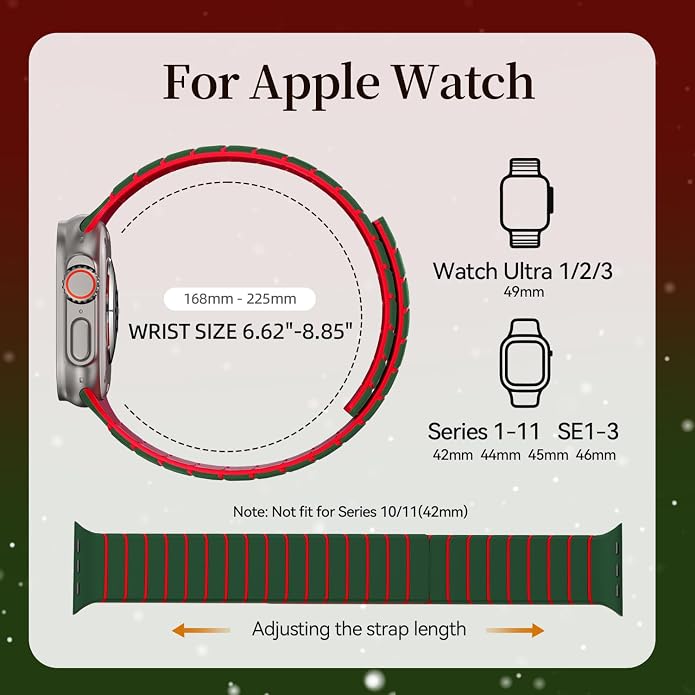 X-it Magnetic Watch Band for Apple Watch Ultra 49mm, 46mm/45mm/44mm, Silicone Sport Strap with Strong Magnet for Men and Women, Compatible with Apple Watch Series 11/10/9/8/7/6/5/4/3/2/1 and SE