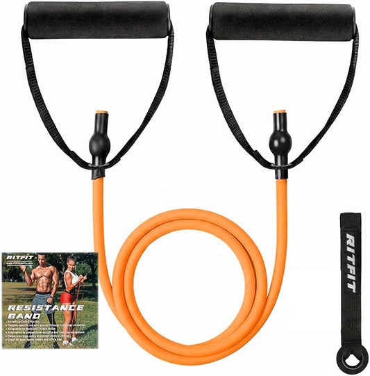 RitFit Single Resistance Bands with Handles Door Anchor for Home Gym | Door Anchor, Workout Guidance included, Exercise Bands for Physical Therapy, Yoga, Strength Training