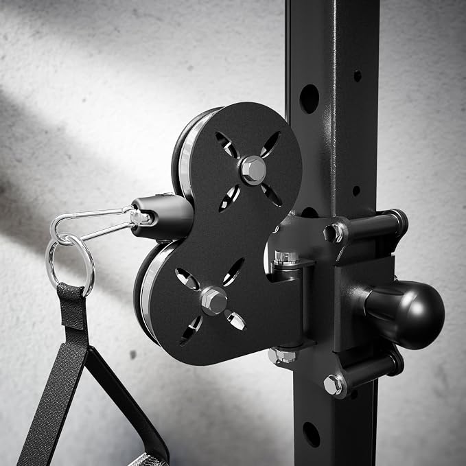 RitFit PPC-P3 Power Cage with Cable Crossover System, 1200LB Capacity | LAT Pulldown & Cable Crossover System with Bumper Plate Set, Olympic Barbell, Bench