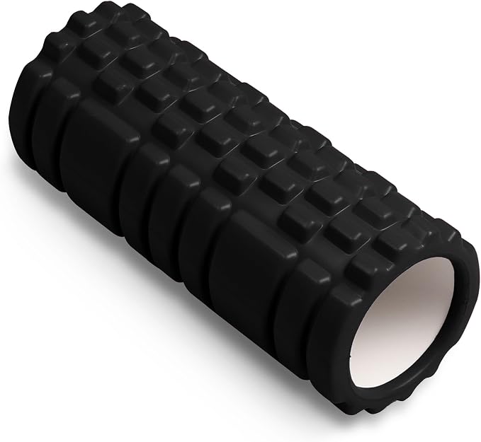 DRUNA Foam Roller for Muscle Massage, Pilates & Yoga 13"x5.5" Medium Firm PVC Foam Roller for Deep Tissue Massage, Recovery & Flexibility (Black)