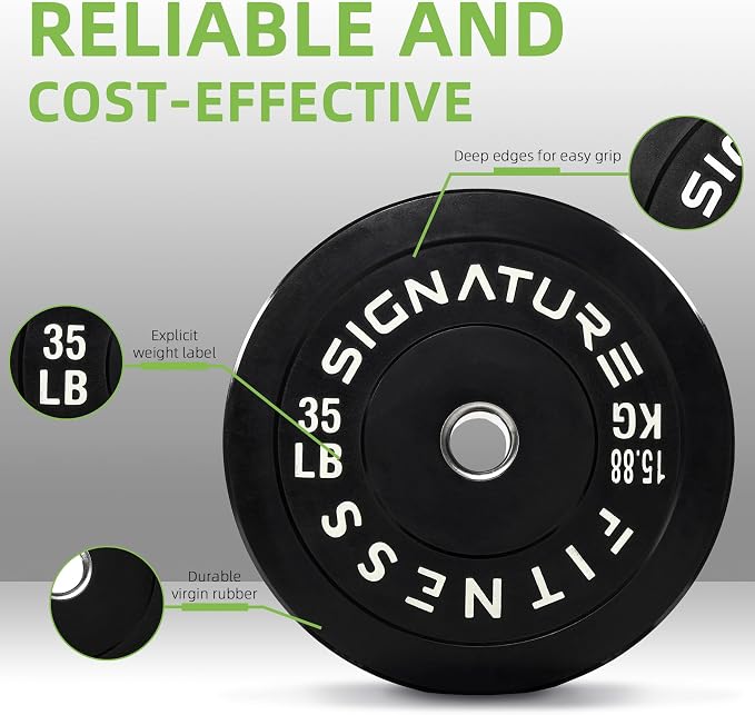 Fitvids 2-Inch Olympic Rubber Weight Plates Pair, Bumper Plates for Strength Training, multiple options
