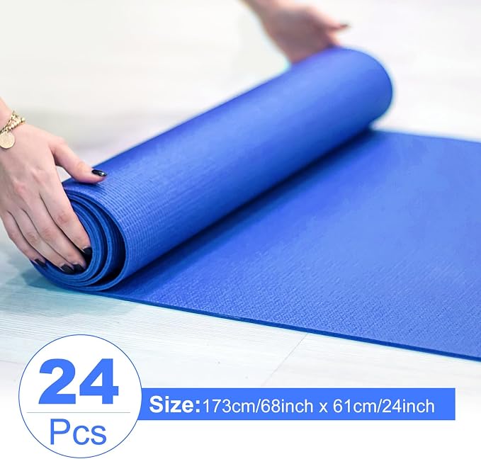 Funtery 3 mm Thin Yoga Mats Bulk, 68 x 24 Inches Lightweight PVC Exercise Mats Non Slip Workout Fitness Pads for Yoga Pilates Stretching Classes Gym Home Studio