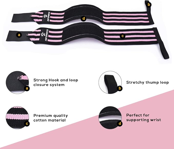 AQF Wrist Wraps for Weightlifting & Powerlifting, 18" USPA Approved (Pair)