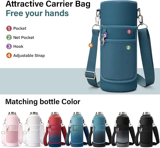DYSANKY Insulated Water Bottle with Portable Carrier Bag for Outdoor 40 oz