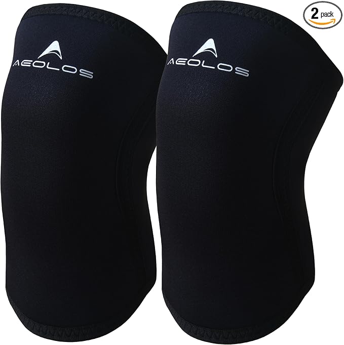 AEOLOS Knee Sleeves (1 Pair)，7mm Compression Knee Braces for Heavy-Lifting,Squats,Gym and Other Sports(Large,22Black4)