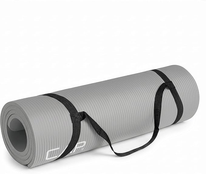 CAP Barbell 1/2-Inch High Density Exercise Yoga Mat with Strap | Multiple Options