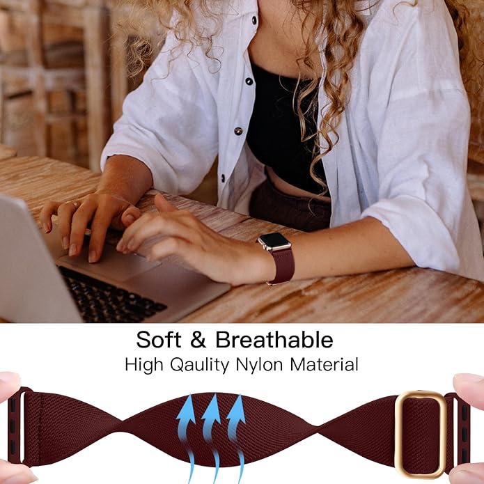 Lerobo Braided Band Compatible with Apple Watch Series 11 10 9 8 7 46mm 45mm 41mm Ultra SE 3 2 1 49mm Series 6 5 4 3 44mm 40mm 38mm 42mm Men iWatch Bands Women Stretchy Nylon Solo Loop Sport Strap