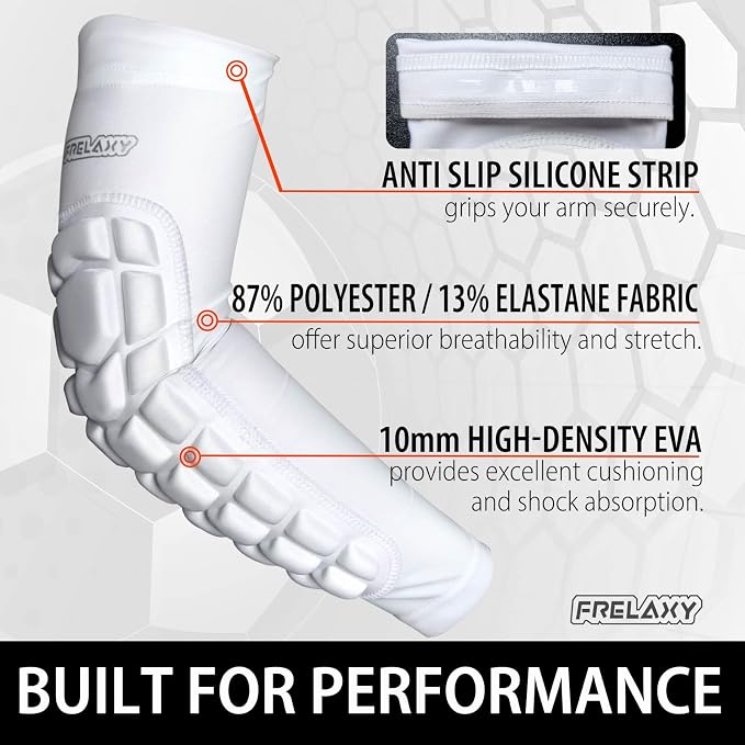 Frelaxy Elbow Pads, Padded Arm Sleeves for Volleyball and Football, 2 Pack