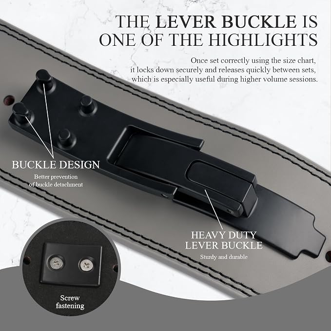 Weight Lifting Belt, 10mm Thick, 4-Inch Wide Heavy Duty Leather Lever Gym Belt, Ideal for Weightlifting, Squats, Deadlifts, Powerlifting, Cross Training and Weight Training