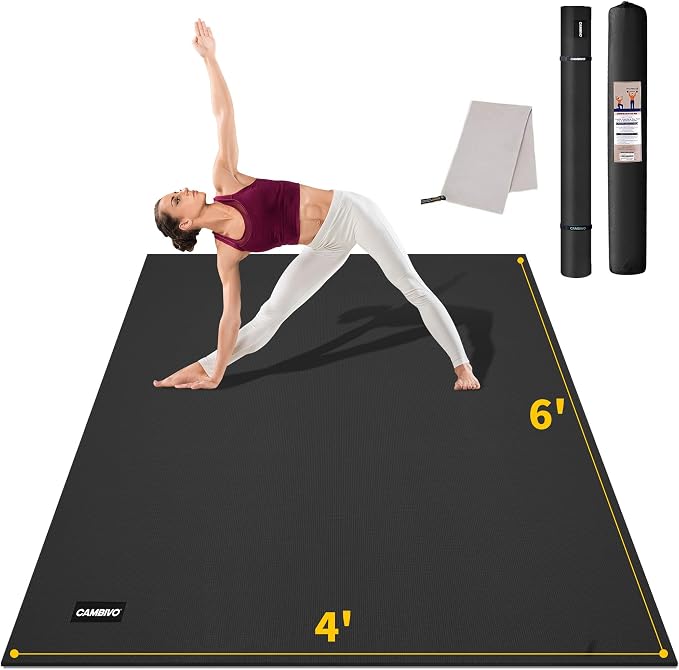 CAMBIVO Extra Long Wide Yoga Mat, Thick PVC Workout Mat | For tall and plus-size, cushioned PVC with non-slip bottom, for home gym pilates barefoot and bodyweight training