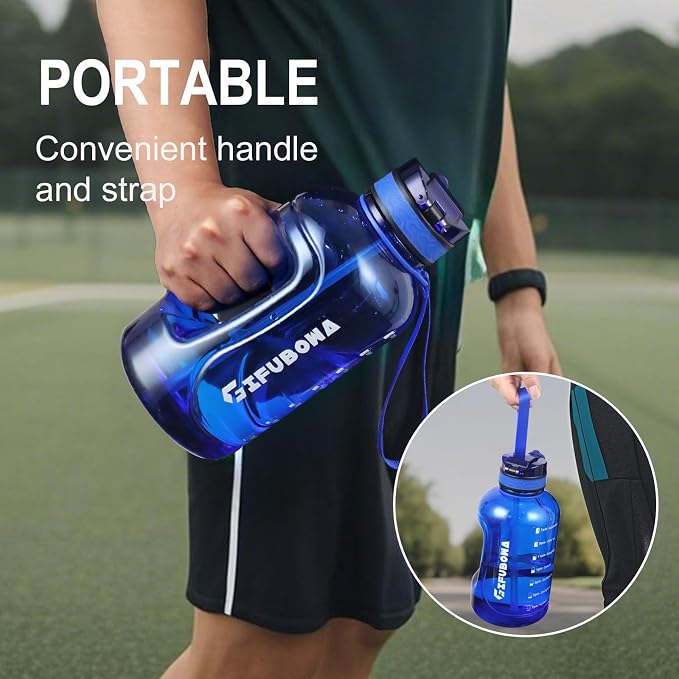 2 Litre Water Bottle with Straw, Motivational Sports Jug | Easy Drinking, Hiking, Cycling, Outdoor Adventures