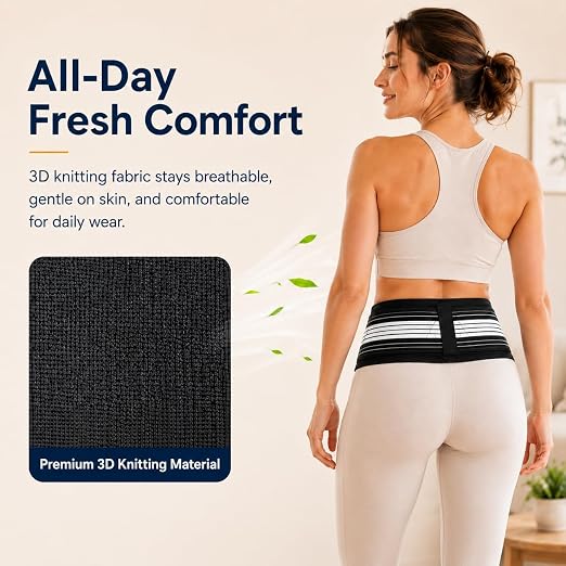 Lightweight Back Brace for Women and Men Lower Back Pain, Adjustable Lumbar Support Belt for Back Comfort, Sciatica, Hip and Spine