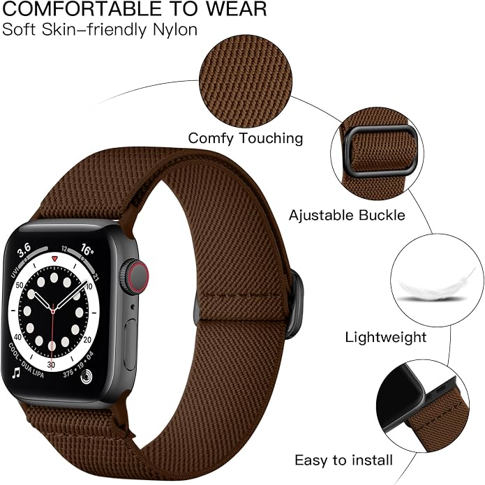 Lerobo Braided Band Compatible with Apple Watch Series 11 10 9 8 7 46mm 45mm 41mm Ultra SE 3 2 1 49mm Series 6 5 4 3 44mm 40mm 38mm 42mm Men iWatch Bands Women Stretchy Nylon Solo Loop Sport Strap