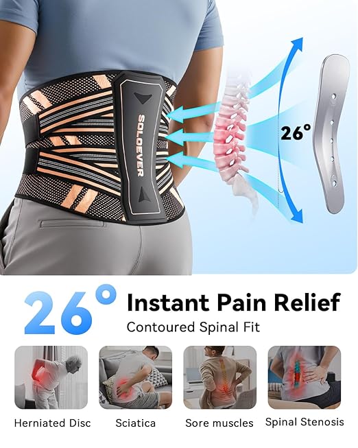 Ultra Breathable Back Brace for Lower Back Pain Relief Medical Grade | Copper Infused Lumbar Support Belt with Bionic Support System,Back Support Brace for Sciatica,Men&Women,Chest Brace(X-Large)