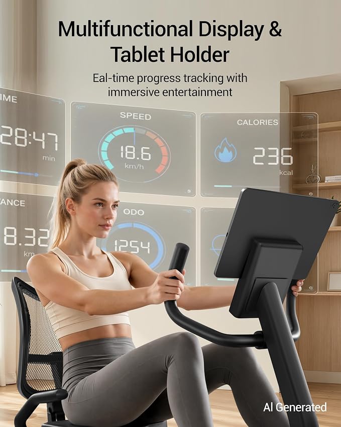 CURSOR FITNESS Recumbent Exercise Bike, Quiet Recumbent Stationary Bike for Adults & Seniors, Magnetic Stationary Bike with 16-Level Resistance, Supports 350LB, Heart Rate Handle & LCD Display