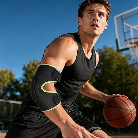 1 Pcs Elbow Pad Brace for Bursitis | Arm Sleeve Memory Foam Soft Support Adjustable Compression With for Olecranon Joint Pain Bursa Protection Unisex Black/Green