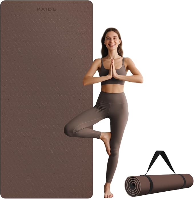PAIDU Extra Long Wide Yoga Mat, （10mm） Thick Non-Slip Exercise Mat 76"x33" | large mat, ideal for yoga, Pilates & home gym, with non-slip grip & cushioning for all exercises.