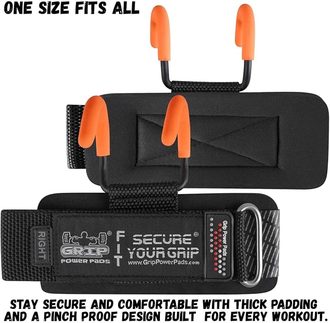 Weight Lifting Rod Hooks Heavy Duty Wrist Wraps Power Weight Lifting Training Gym Grips Straps Set of 2