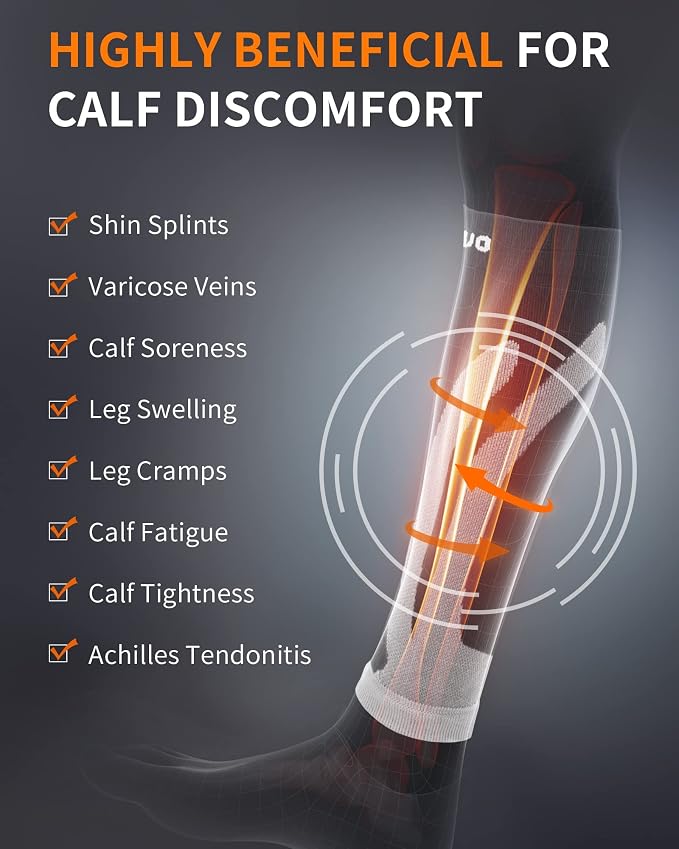 CAMBIVO Calf Compression Sleeve for Shin Splints & Running Support-3 Pairs | Leg sleeves for men & women, 15-20mmHg footless compression socks for gym & recovery, varicose veins