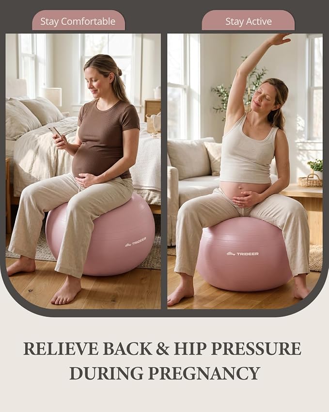 Trideer Exercise Ball, Stability Yoga Ball for Physical Therapy, Active Sitting, Pregnancy & Birth Labor Prep, Core Strength, Balance Training, Posture Improvement and Daily Stretching, 55/65/75cm