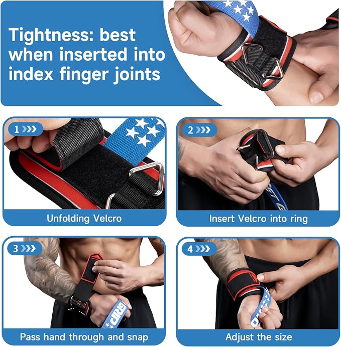 Drip Glue Non-Slip Wrist Straps for Weightlifting, 2-in-1 Lifting Straps with D Rings for Cable Machine Workout, 10mm Neoprene Padded Wrist Wraps for Weight Lifting Deadlift