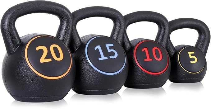 ZENY Kettlebell Sets, 4-Piece Kettlebells 5lb, 10lb, 15lb, 20 lb | Wide Handles, Strength Strainging, Home Gym, Full Body Workout Equipment