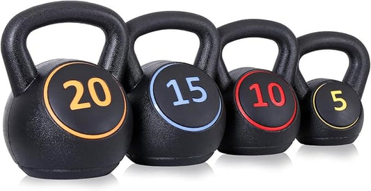 ZENY Kettlebell Sets, 4-Piece Kettlebells 5lb, 10lb, 15lb, 20 lb | Wide Handles, Strength Strainging, Home Gym, Full Body Workout Equipment