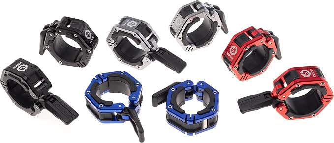Lock-Jaw Flex Barbell Collars Olympic Barbell Clamps w/Magnet 2 Pcs – Heavy Duty Bar Clamps for 2” & 50mm Olympic Bars – Secure Weight Bar Clamps for Strength Training & Home Gym Accessories