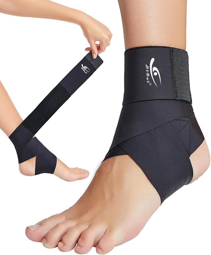 HiRui Ultrathin High-Elastic Ankle Wraps Ankle Brace for Men Women Kids, Adjustable Ankle Straps for Running, Football, Basketball, Sprains, Arthritis, Plantar Fasciitis (Black, Medium (Pack of 1))