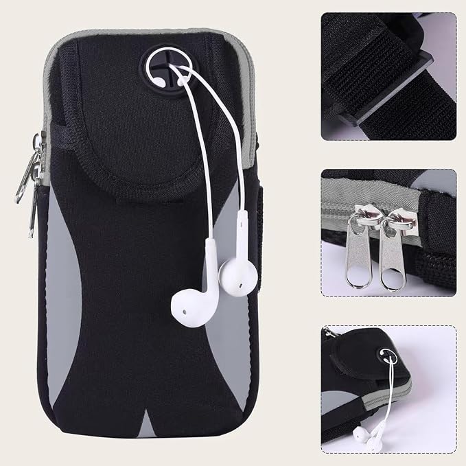 Phone Holder for Running Armband Cell Phone Holder for iPhone 11 12 13 14 15 Pro Max XS X XR 8 7 6 Plus SE/Samsung Galaxy/Key,Waterproof Sliver-Black Arm Band Fit Sport/Exercise/Workout Pouch Sleeve