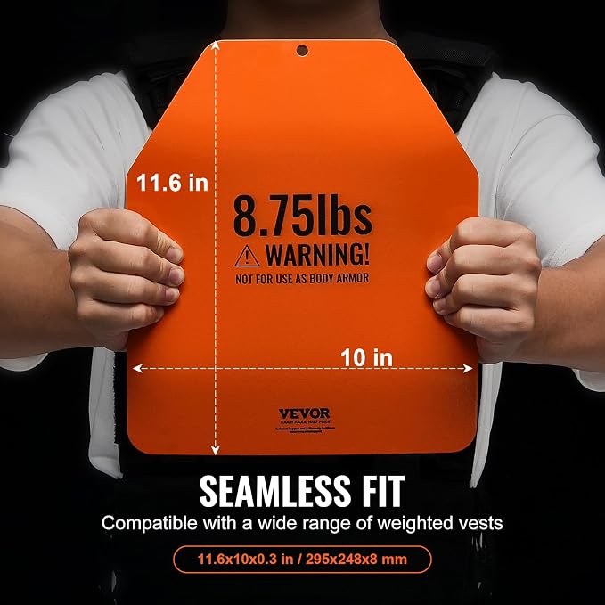 VEVOR Weight Vest Plates, 5.75/8.75/14.5/19.75 LB Pairs, Premium Steel Weighted plates, Additional Weight for Weight Vests, for Strength Training, Running, Fitness, Heavy Workouts