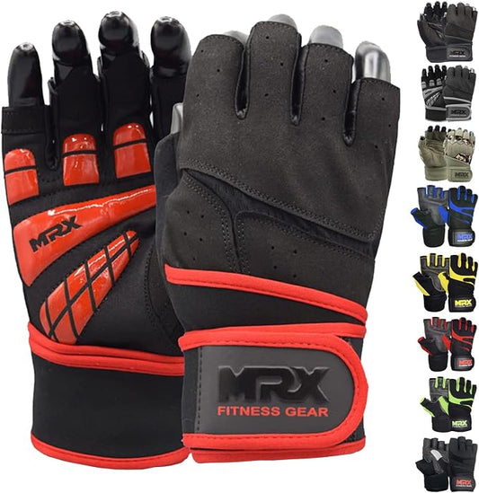 MRX Weightlifting Gloves for Men Workout Gloves Mens Wrist Support Lifting Gloves Male Gym Gloves | Workout Gym Accessories for Men Weight Lifting Fingerless Gym Exercise for Powerlifting